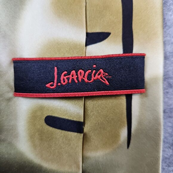 Jerry J. Garcia Necktie Gold /w Black Streaks 4"x62" 100% Silk VERY FAINT SPOTS - Picture 7 of 12